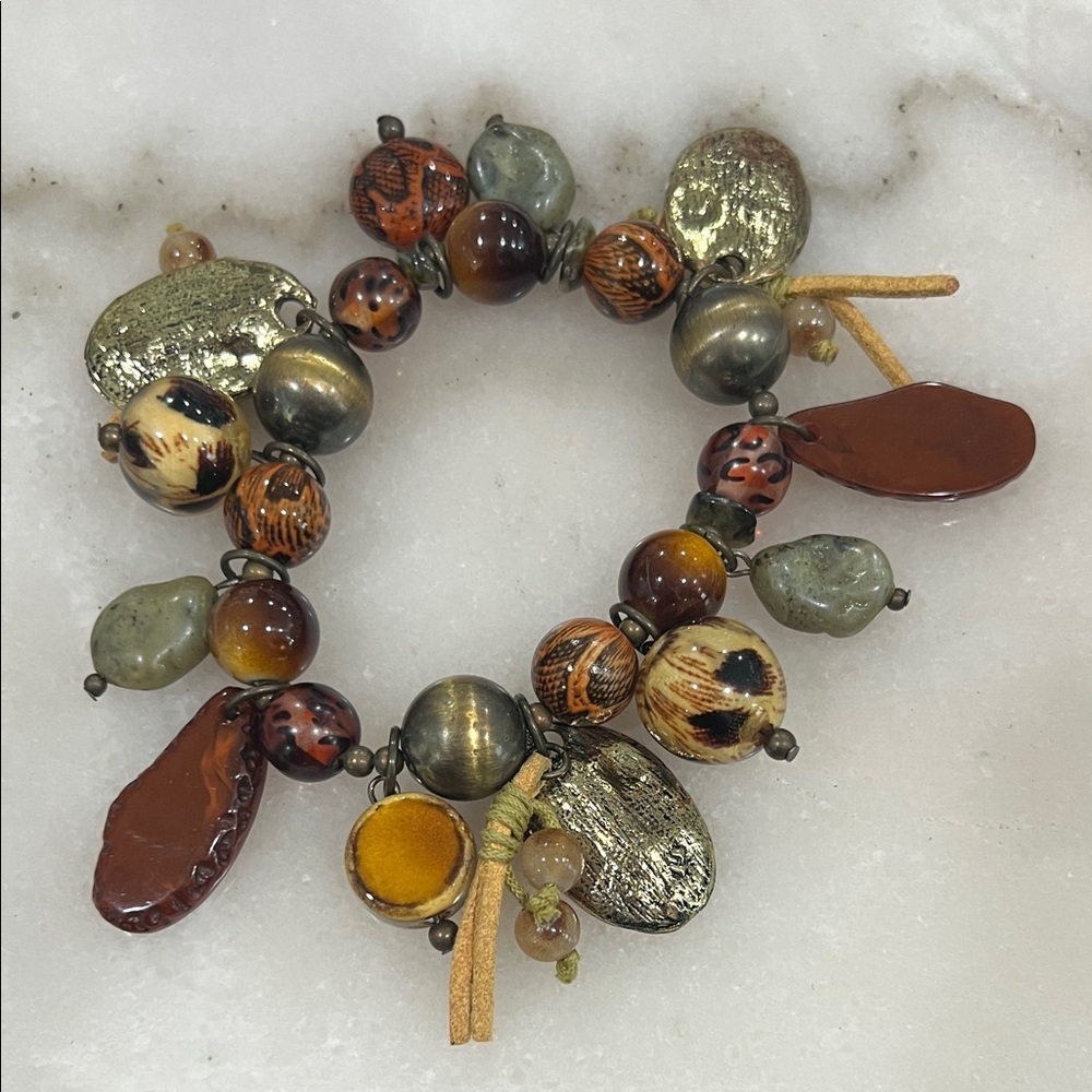 Retro Artsy Multicolor Beaded Stretch Bracelet